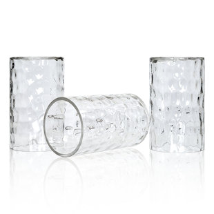 Kira Home 7" Glass Shades, Clear Hammered Replacement Glass, 1.75" Fitter Size, 6.75" X 4", 3-Pack