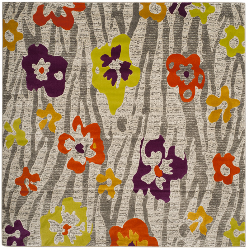 Charis Porcello Performance Floral Rug, Round 6'7"