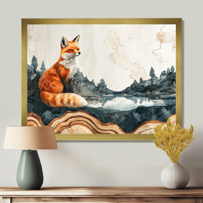 Silent Fox By The Lake Landscape II - Fox Wall Art