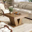 Table basse 31,5 po carrée rustique avec grain de bois naturel: un mélange parfait de style et de stabilité-1400796699