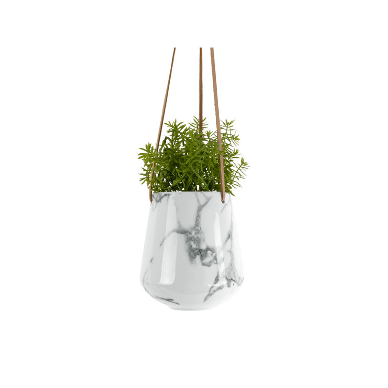 Tiggs Ceramic Hanging Planter, 15cm H x 13.5cm W x 13.5cm D, White
