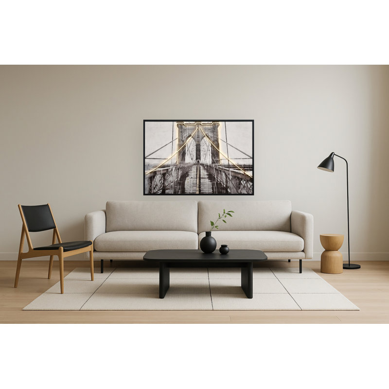 Art mural en toile encadrée Mager Crossing LED Neon - 48 "x 33" - cadre noir