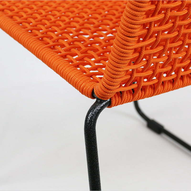 Knot Patio Dining Side Chair, Charcoal Gray /Orange 