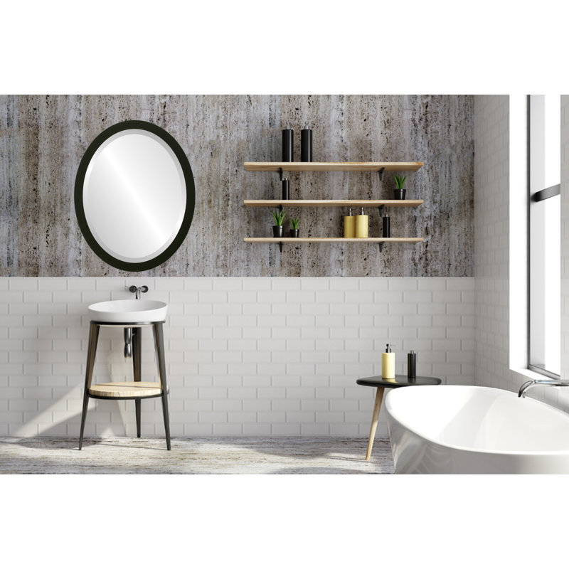 Azaleah Oval Mirror, 25" H x 19" W, Matte Black