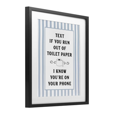 Text For Toilet Paper Stripes Framed Print Under Glass, design by Lettered and Lined