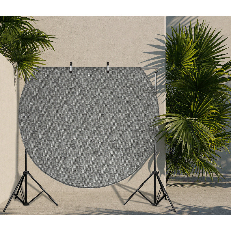 Hisato Solid Colour Flatweave Indoor / Outdoor Area Rug, Round 160cm