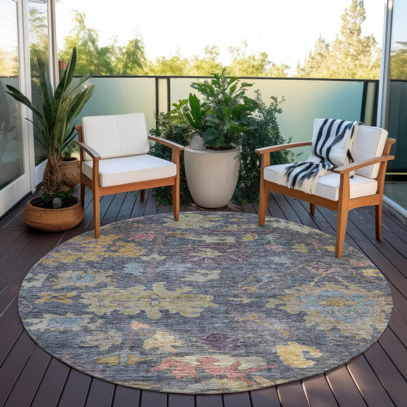 Tapis intérieur / extérieur bleu Tirana , 8 pi x 8 pi