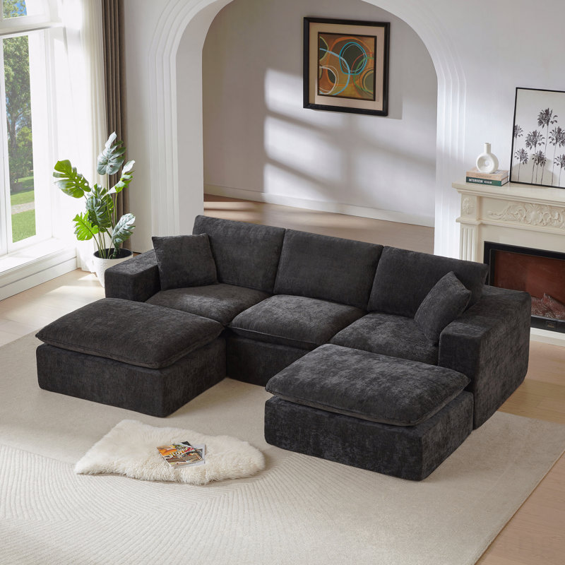 Canapé moderne en nuage de chenille, librement combinable, confortable pour s'asseoir