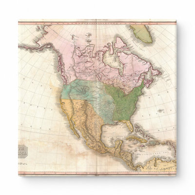 «1818 Pinkerton Map of North America», art mural sur toile carrée