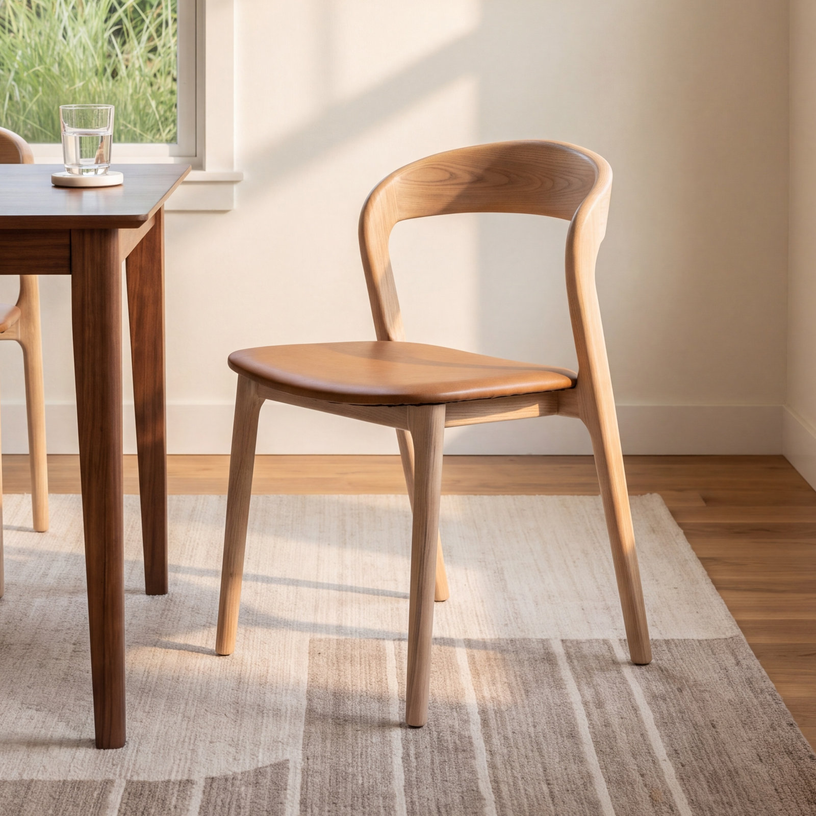 Kayla Genuine Leather Dining Chair, Sonoma Butterscotch Top Grain Leather / Natural