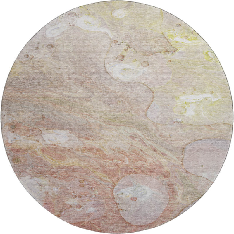 Premium Machine Washable Ralston AMF1941 Abstract Rug, Round 8'