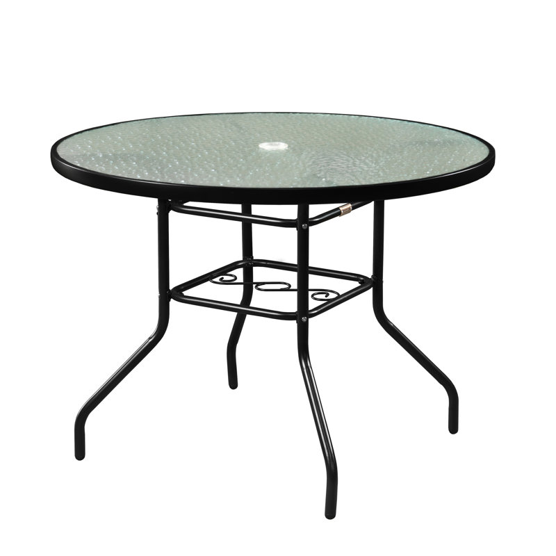 Round Metal Outdoor Chat Table With Umbrella Hole , 40'' in. W 40'' in. D