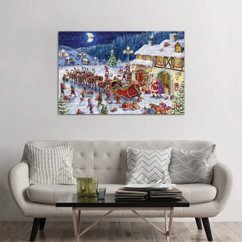 Santa Sleigh And Big Moon by Marcello Corti - Wrapped Canvas Painting, 101.6 cm H x 66.04 cm W x 3.175 cm D