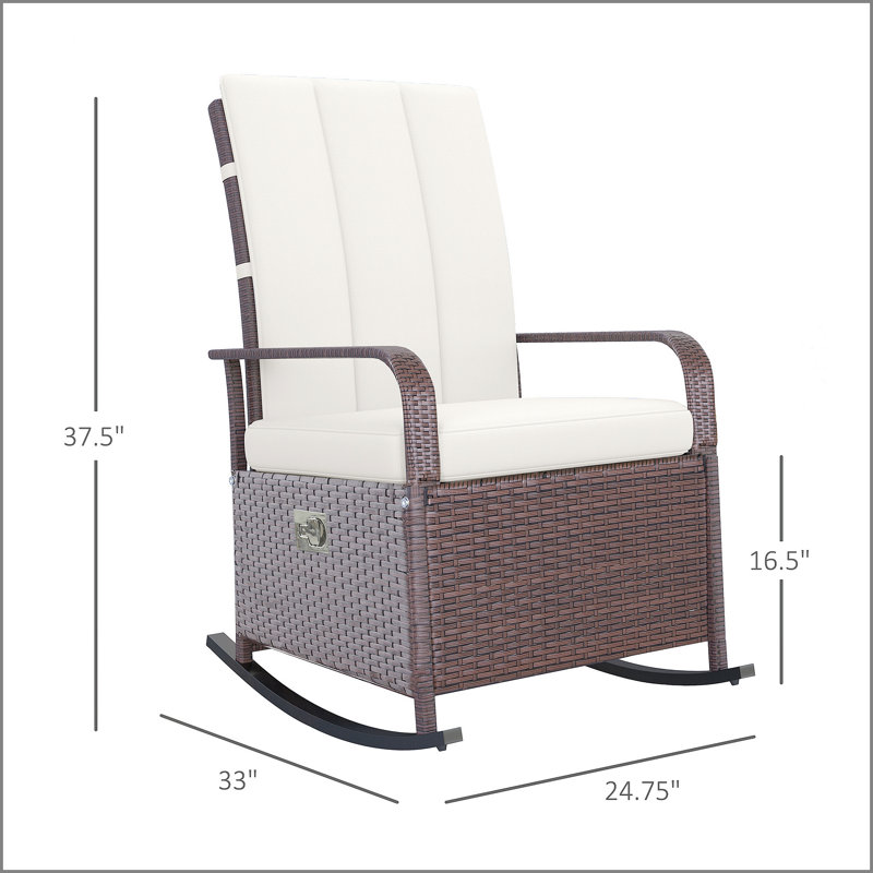 Fauteuil inclinable et berçant en rotin d'extérieur, Blanc