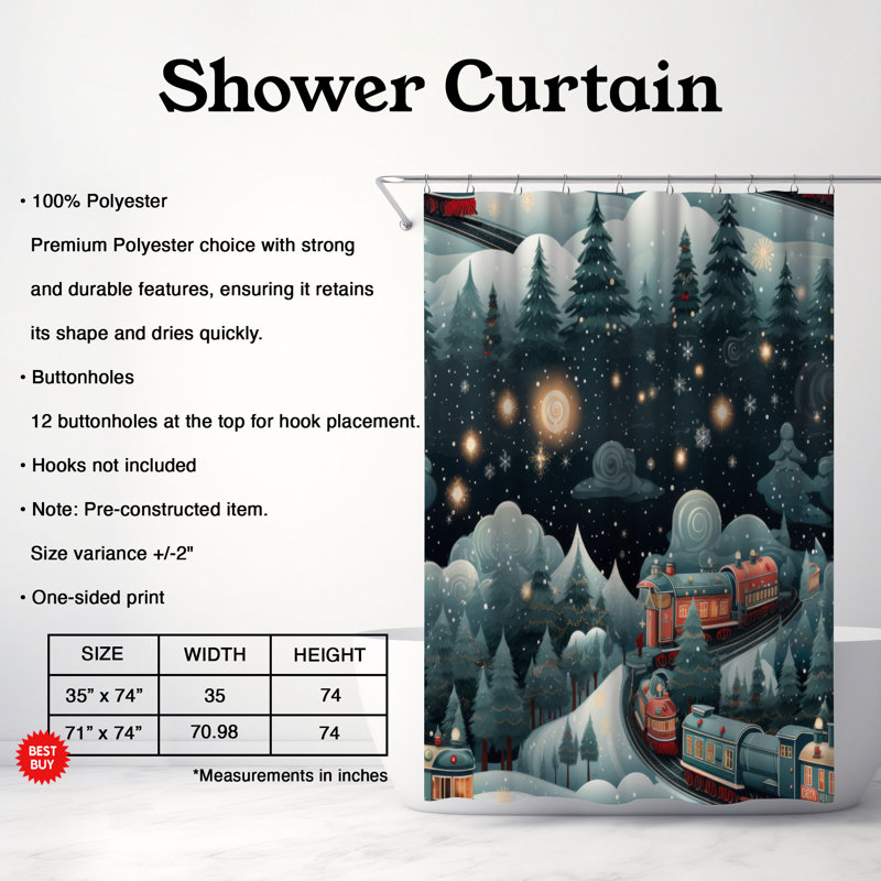 Rideau de douche Winter Express - Premium, H 74 po x l 71 po
