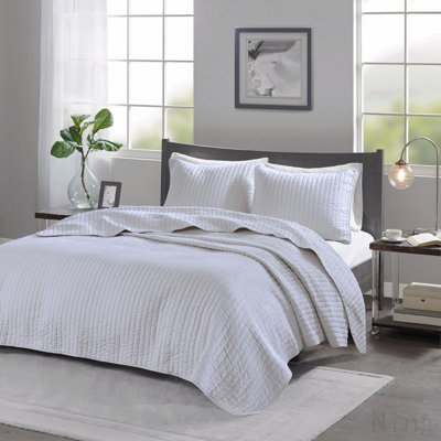 3 Piece Quilt Set White Full