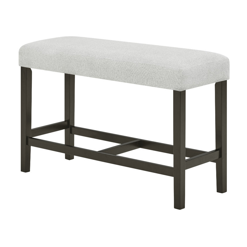Risa Counter Height Bench, Gray Polyester Memory Foam Seat, Brown 40 Inch
