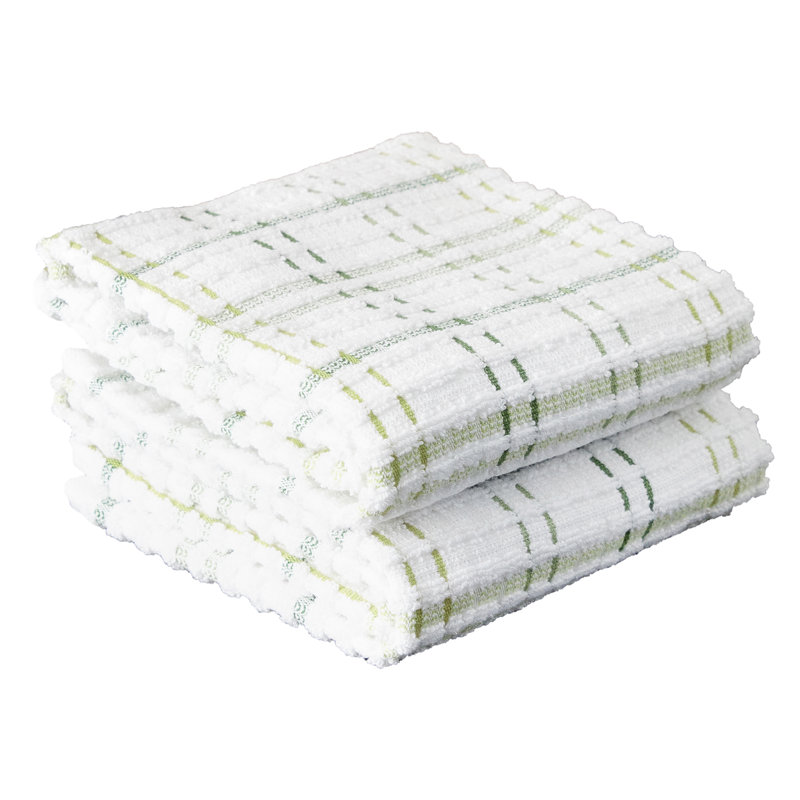 Cotton Plaid Waffle Tea Towel Kitchen Towel, Cactus
