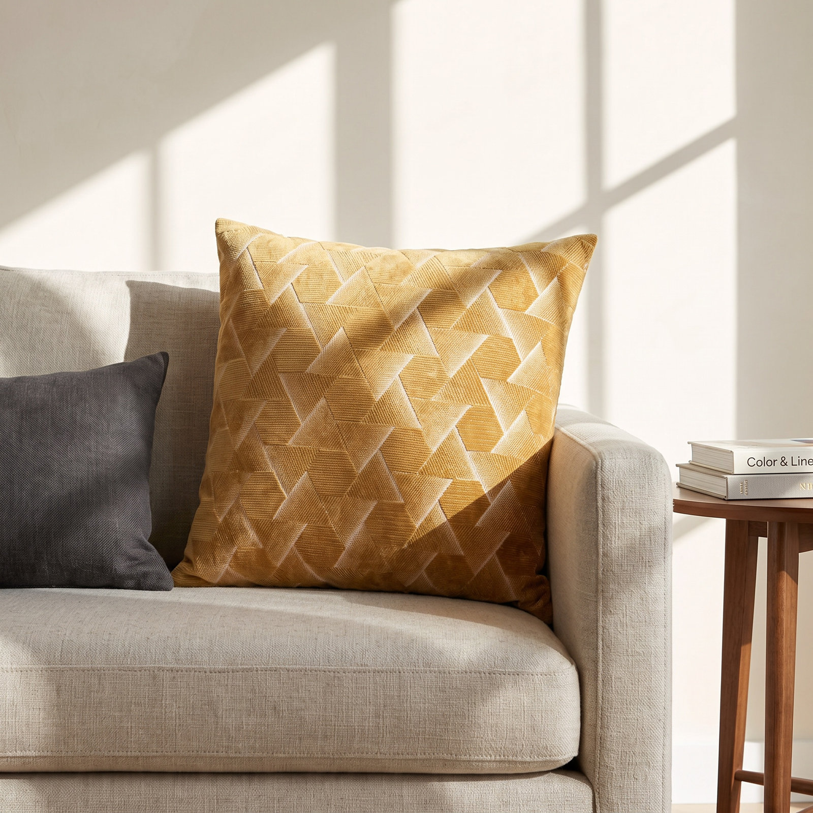 Gretchen Geometric Cotton Throw Pillow, Gold, Down