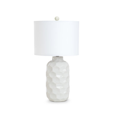 Set of Two 28" White Ceramic Table Lamp With White Cone Shade