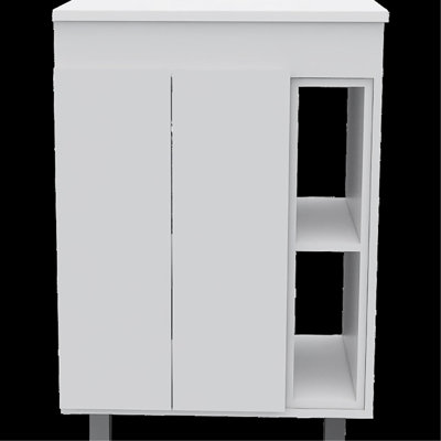 Ensemble de salle de bain 2 pièces en blanc - meuble-lavabo à double porte avec grand espace de rangement et armoire à pharmacie à miroir, tablettes pour articles généreux