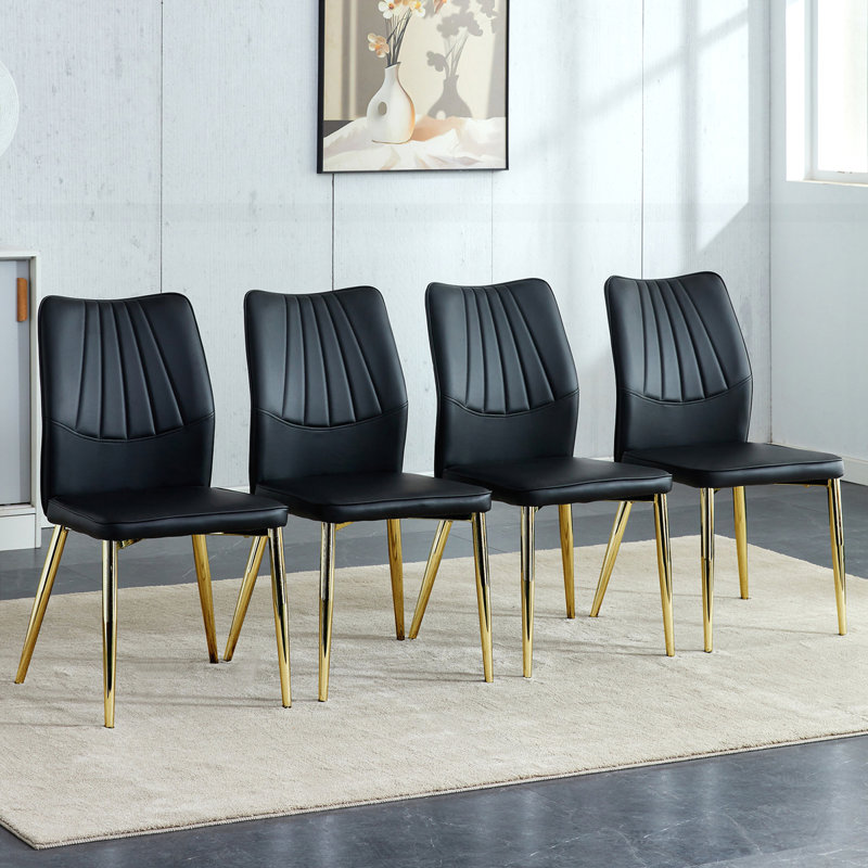 4 pcs PU Material Dining Chair with Soft Cushions