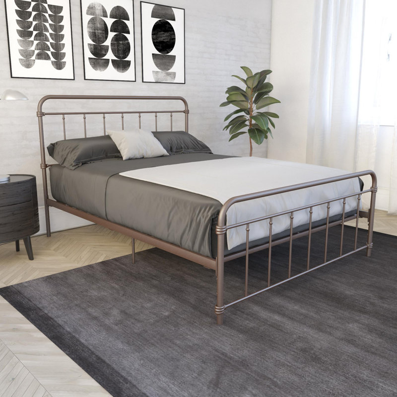 Aanya Bed, Double (4'6), Classic Steel Grey Performance Velvet