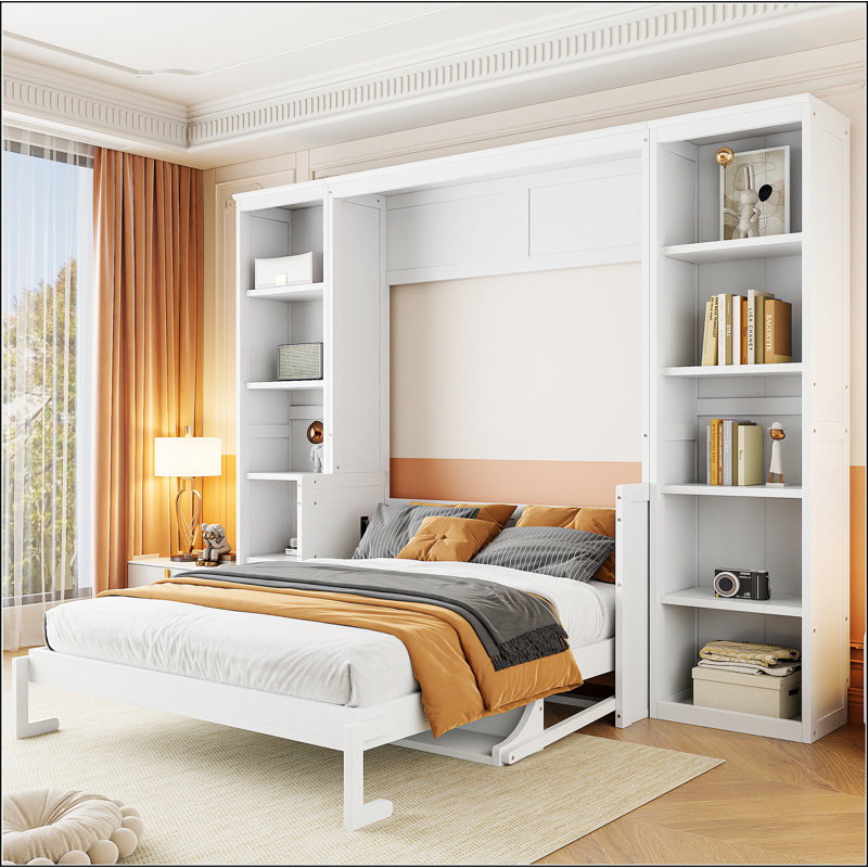 Full Size Murphy Bed with Desk and Bookshelf