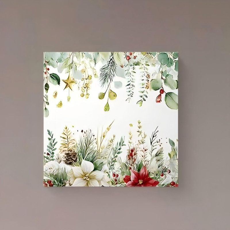 Art de Noël sur toile sans cadre 16 po x 16 po