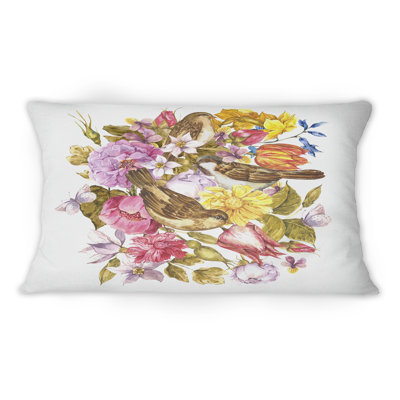 Carte de souhaits vintage avec des fleurs printanières et estivales - Coussin 1