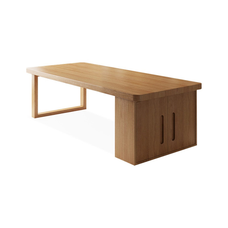 Bureau rectangulaire brun en bois massif, H 29,53 po x l 70,87 po x P 31,5 po