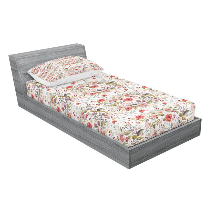 Microfiber Floral Sheet Set, Twin Sheet Set with 1 Pillowcase, Floral 4