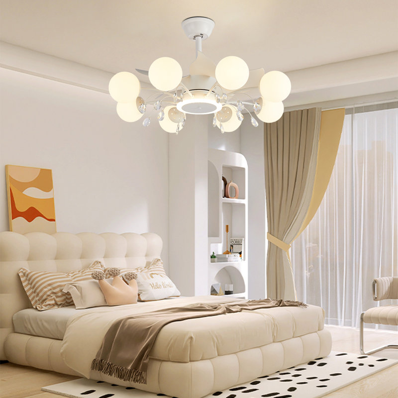 Ventilateur de plafond sans lame 31,4 avec télécommande et 8 lumières, Blanc