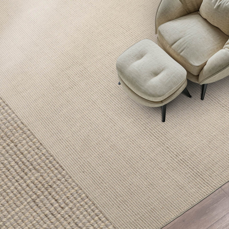 Tapis beige touffeté à la main multicolore de conception texturée, Rectangle 9 pi x 12 pi