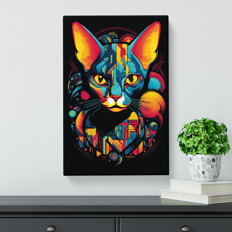 Sphynx Cat Constructivism - Wrapped Canvas Print, 60cm H x 40cm W x 3cm D