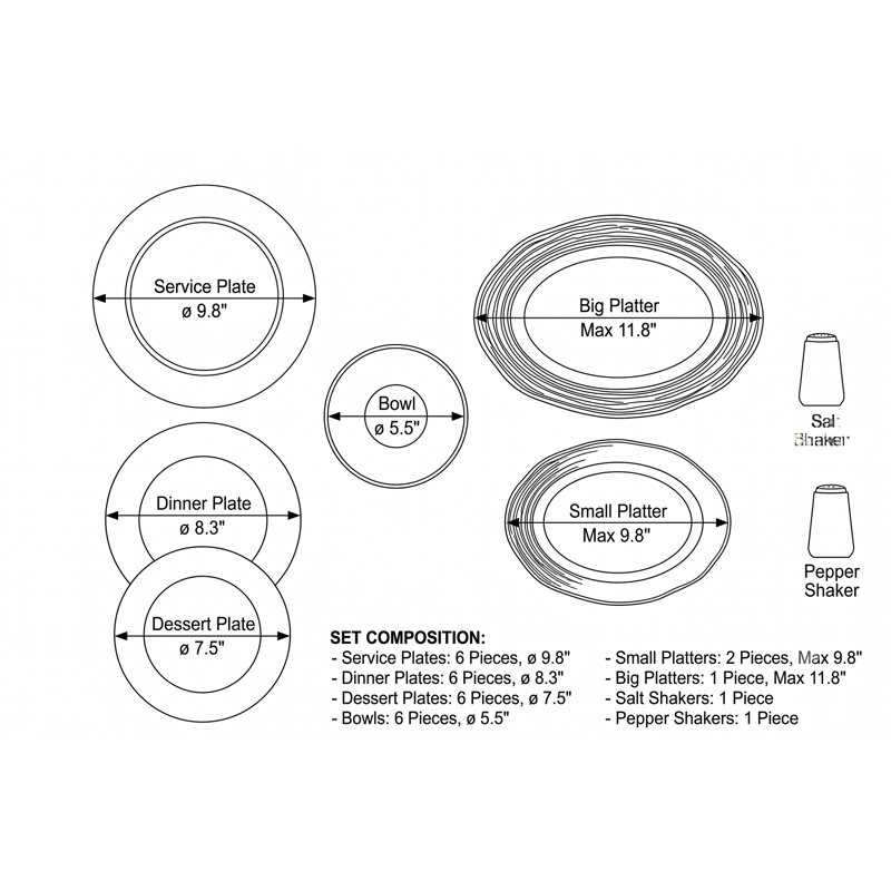 Artisan Spiral Glazed Stoneware Dinnerware Set