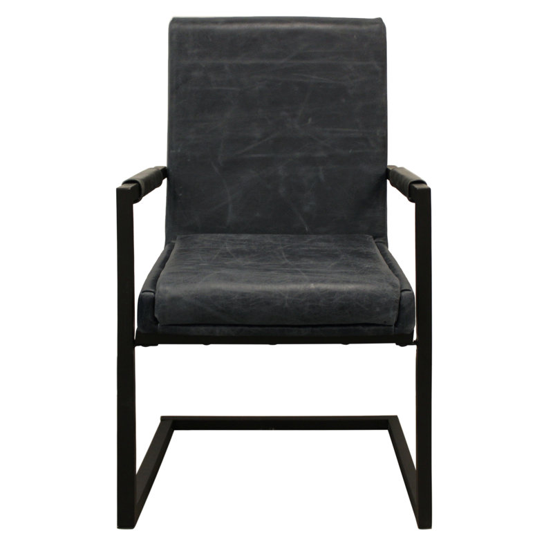 Fauteuil Tamaran, Cuir véritable noir antique
