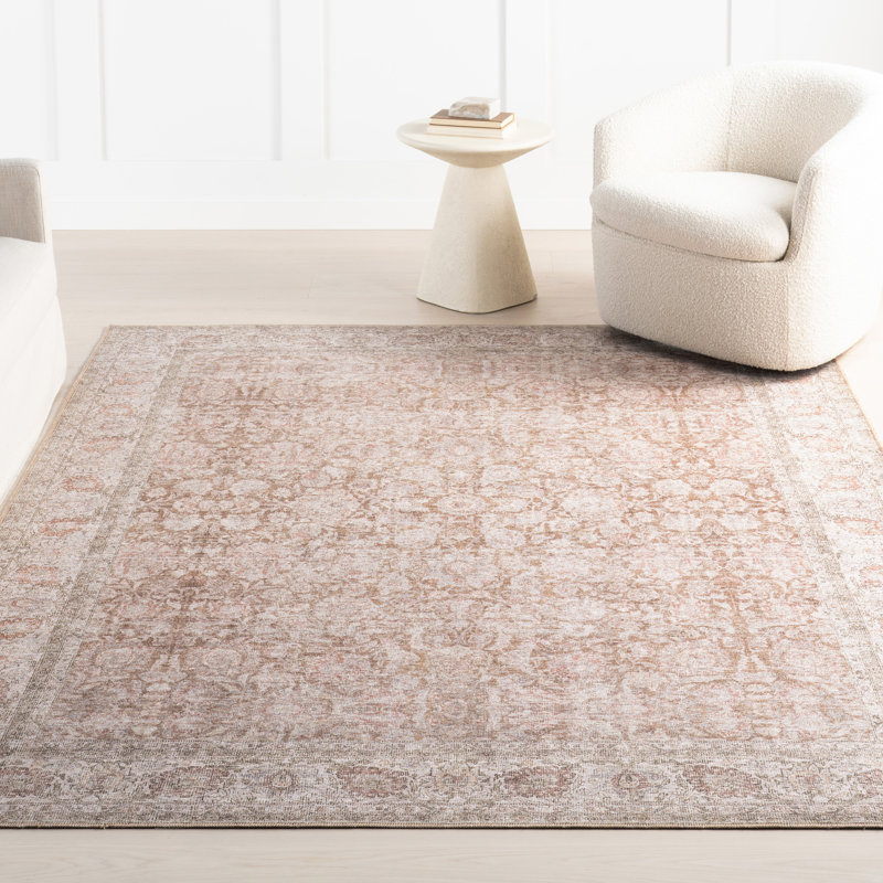 Jeccica Distressed Vintage Medallion Jute Blend Polyester Area Rug, Rectangle 7'10" x 10'