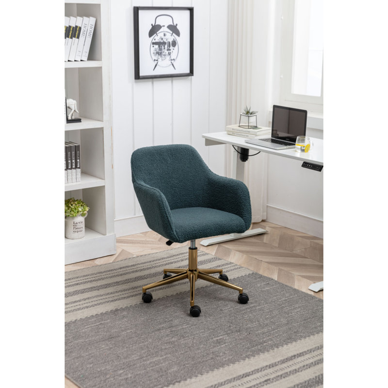 Modern Teddy Fabric Material Adjustable Height 360 Revolving Home Office Chair With Metal Legs Universal Wheel For Indoor