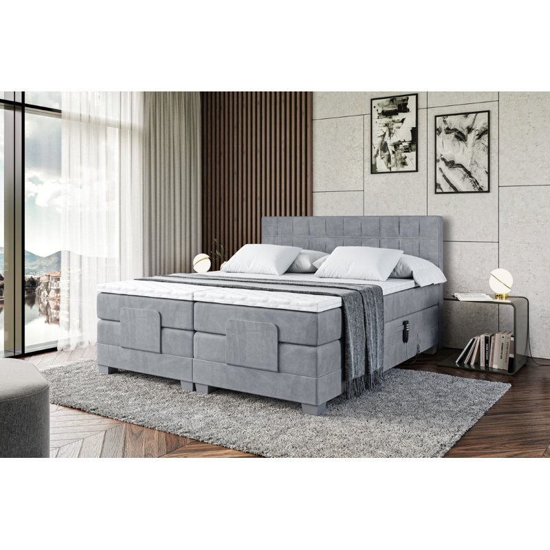 Mariella Bed with Mattress, 180cm W x 200cm L, in Grey