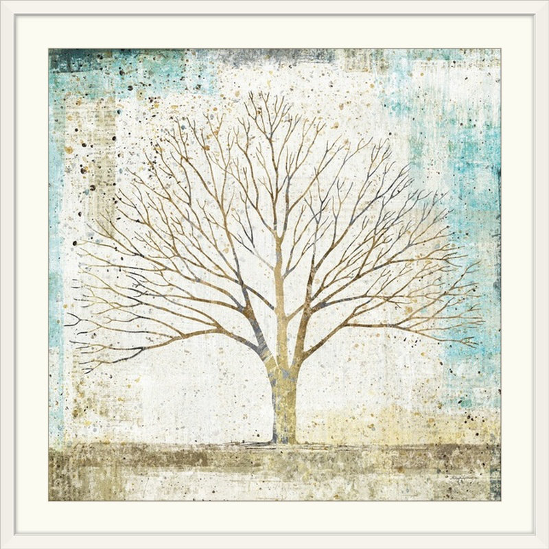 «Solitaire Tree Collage», reproduction d'art graphique Aniel, Cadre blanc, H 24 po x l 24 po x p 1 po