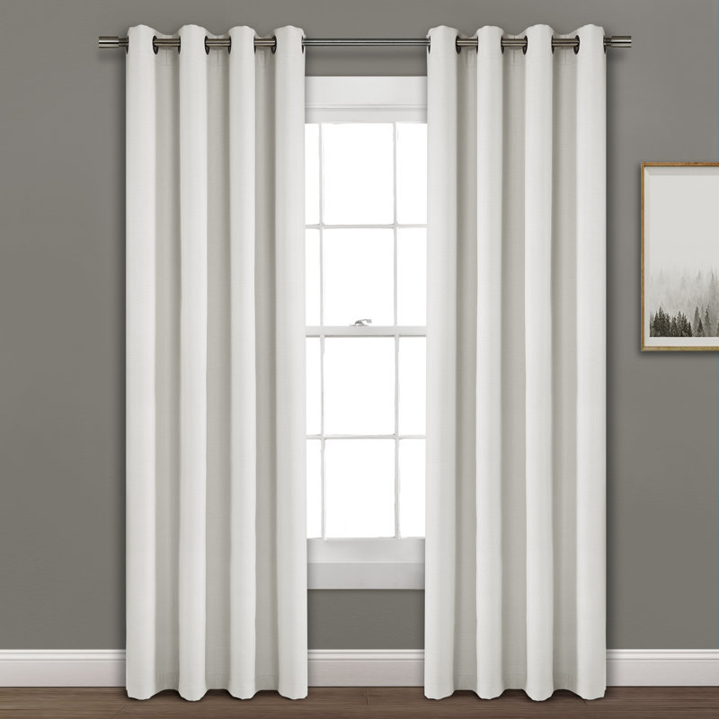 Panneau de rideau simple en faux lin occultant avec œillets, L 84 po x l 52 po, Blé