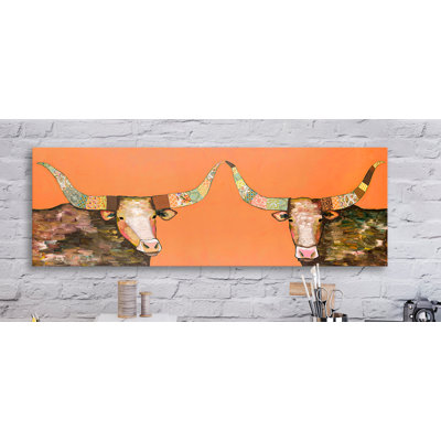 "" -impression sur toile tendue Longhorns