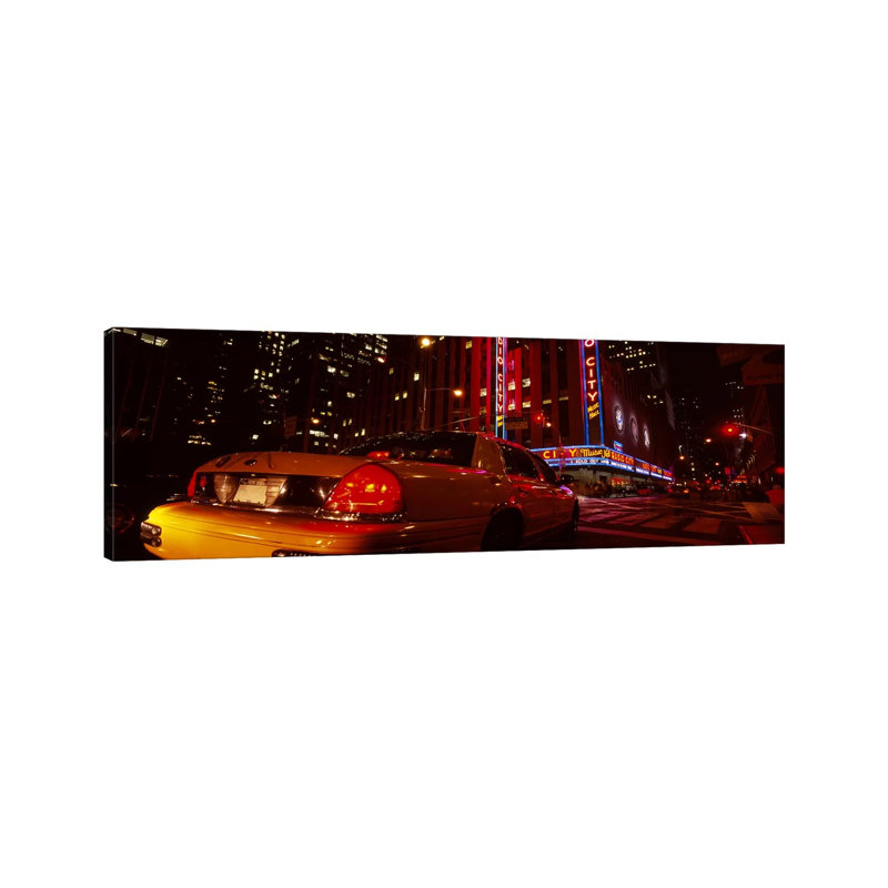 Car On A Road - Wrapped Canvas Panoramic Print, 30.48 cm H x 91.44 cm W x 1.91 cm D