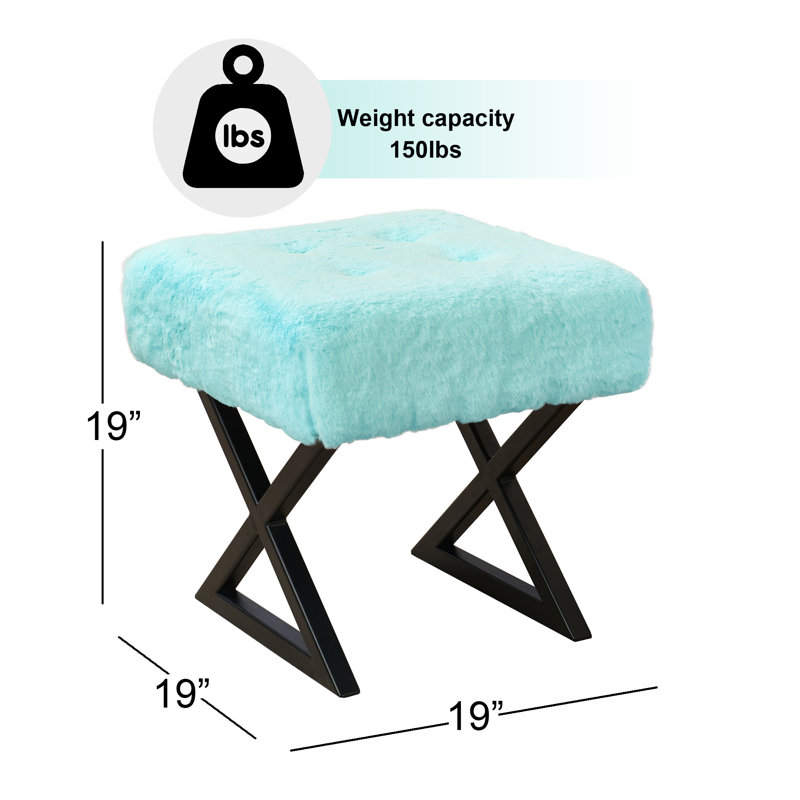 Repose-pieds standard large 19 po Kabria, Fausse fourrure turquoise blanchie