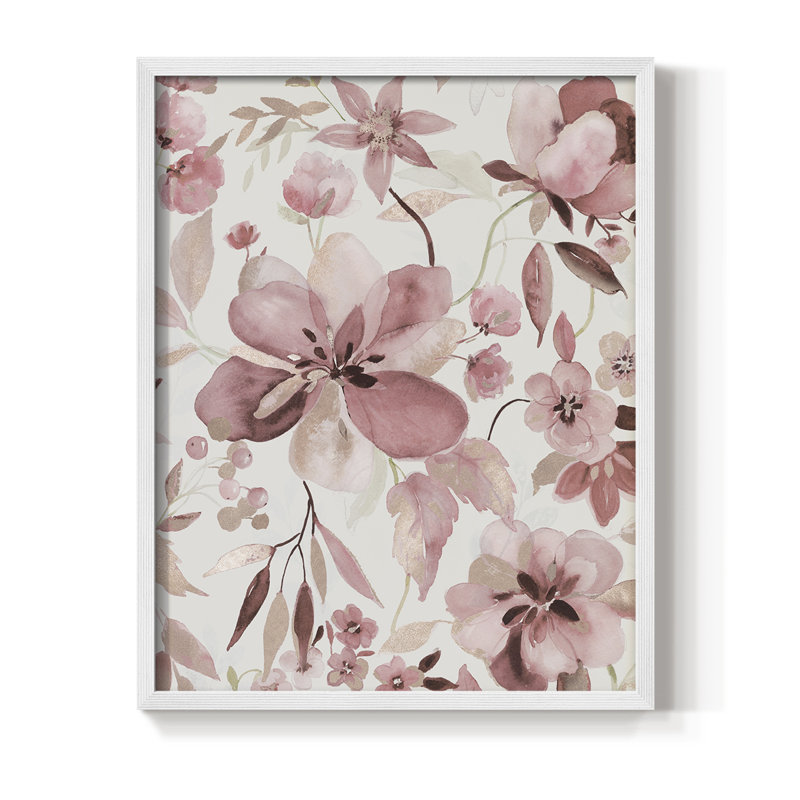 «Shimmering Blush I», reproduction encadrée - bois massif, H 15 po x l 12 po, Blanc