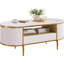 Table basse cannelée de luxe moderne, table basse ovale de 47,24 po avec tiroirs coulissants et pieds en métal doré, table de thé minimaliste multifonctionnelle pour salon, bureau à domicile
