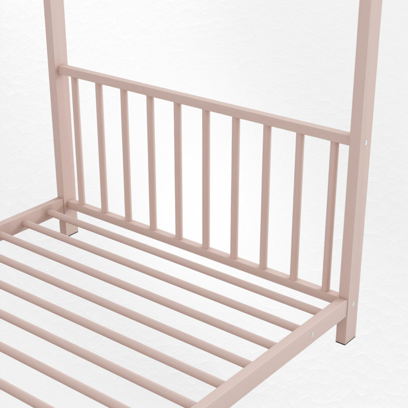 Lit plateforme simple en métal, Rose