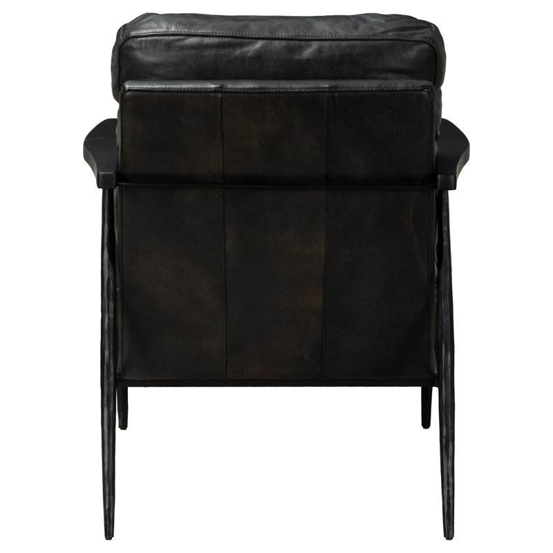 Arnold Leather Club Chair, Black/Black