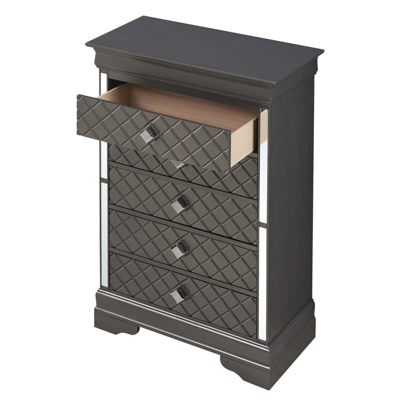 31 " W 5 - Drawer Dresser, Black Metallic